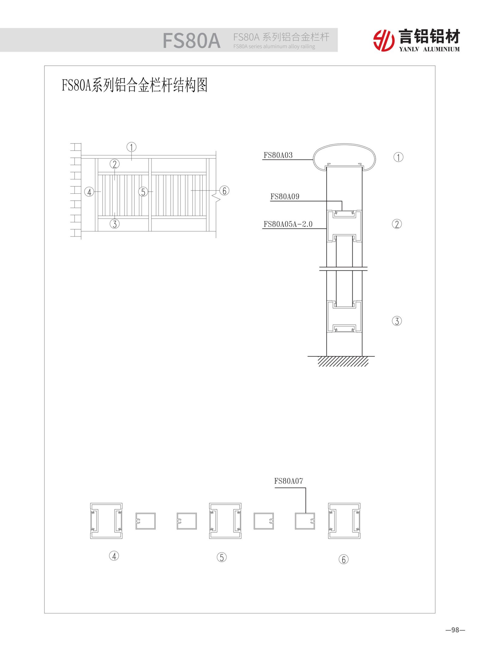 FS80A Series Aluminum Alloy Railing full view. Modern minimalist design with high-strength aluminum, providing safety and stylish aesthetics for balconies and stairs