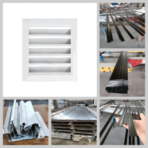 Aluminum profile cross-section for grilles and diffusers. Precision snap-fit design and mounting slots for HVAC systems, solving complex installation and uneven air distribution