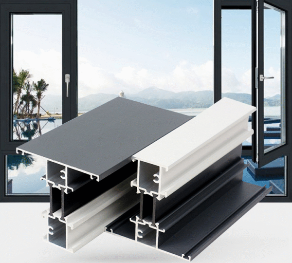 Thermal break profiles installed in high-rise building windows, showcasing aesthetics and sealing
